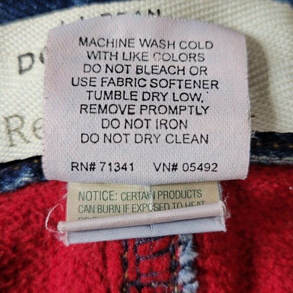 LL Bean Double L Red Flannel Lined Jeans Size 12T 30X33 Relaxed Fit High Rise - Picture 8 of 13